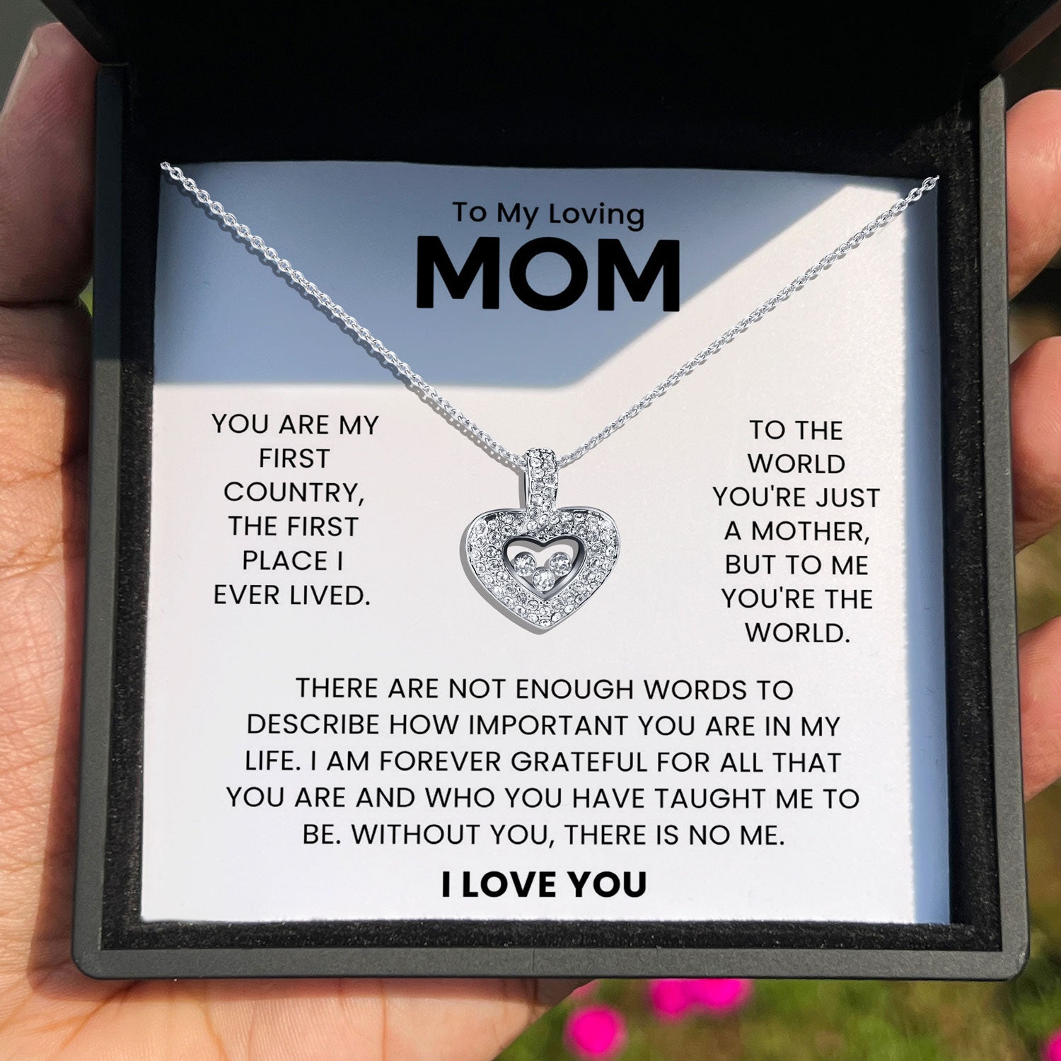 To My Loving Mom - You Are My First Country - Tryndi Floating Heart Necklace
