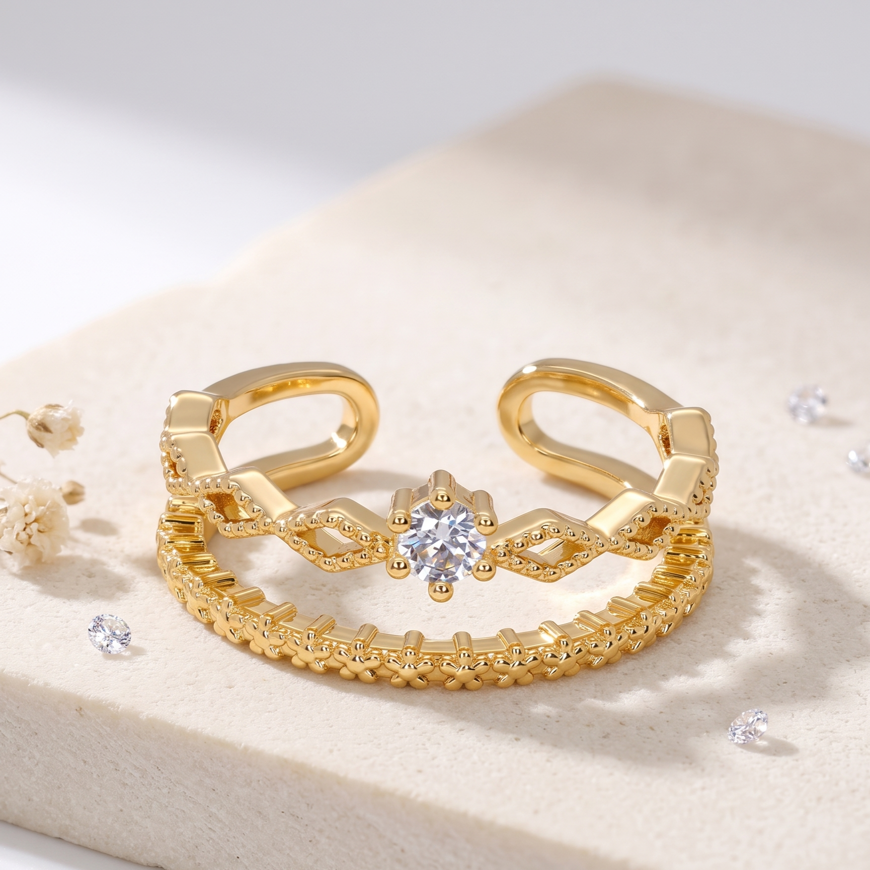 TRYNDI Royal Crown Ring for Women