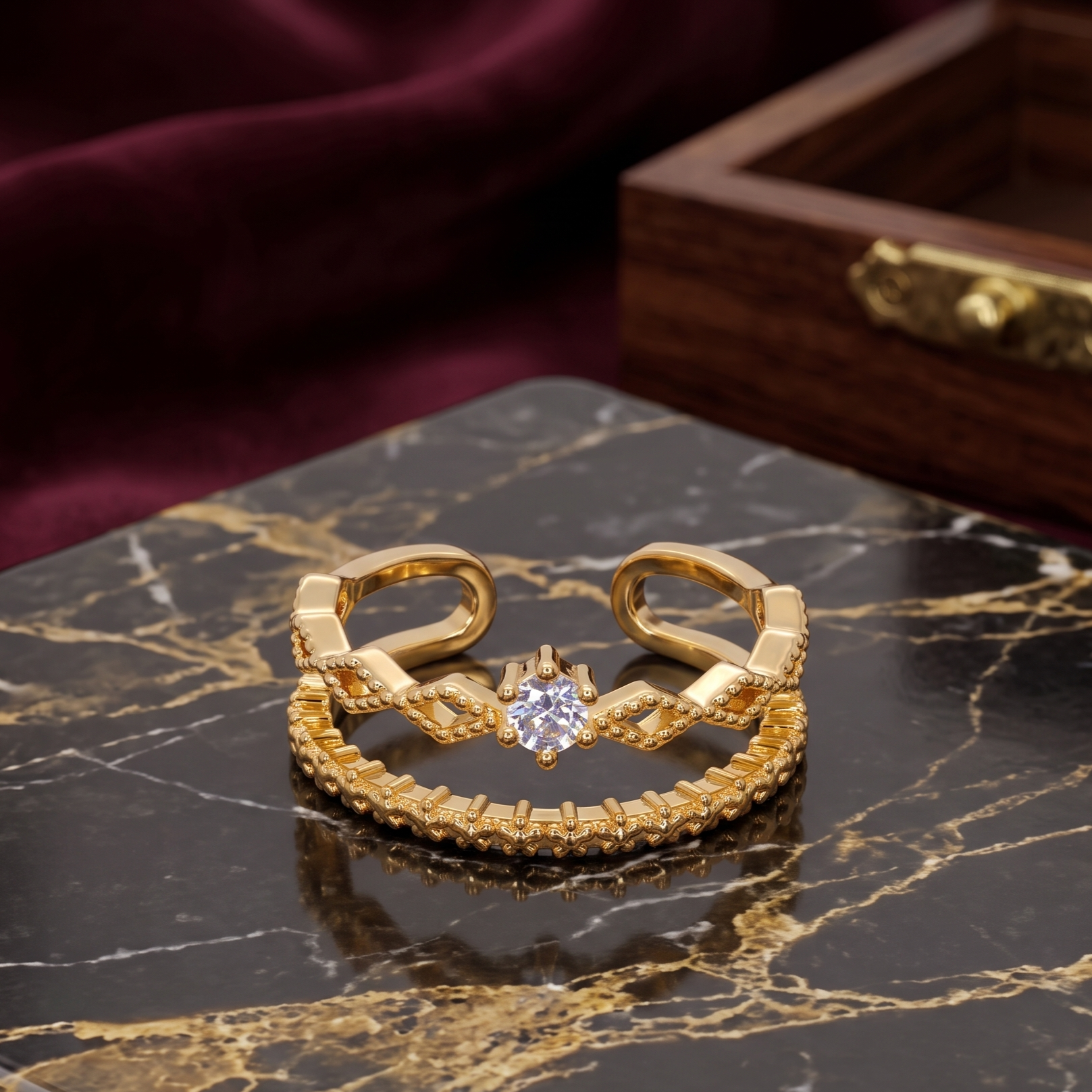 TRYNDI Royal Crown Ring for Women