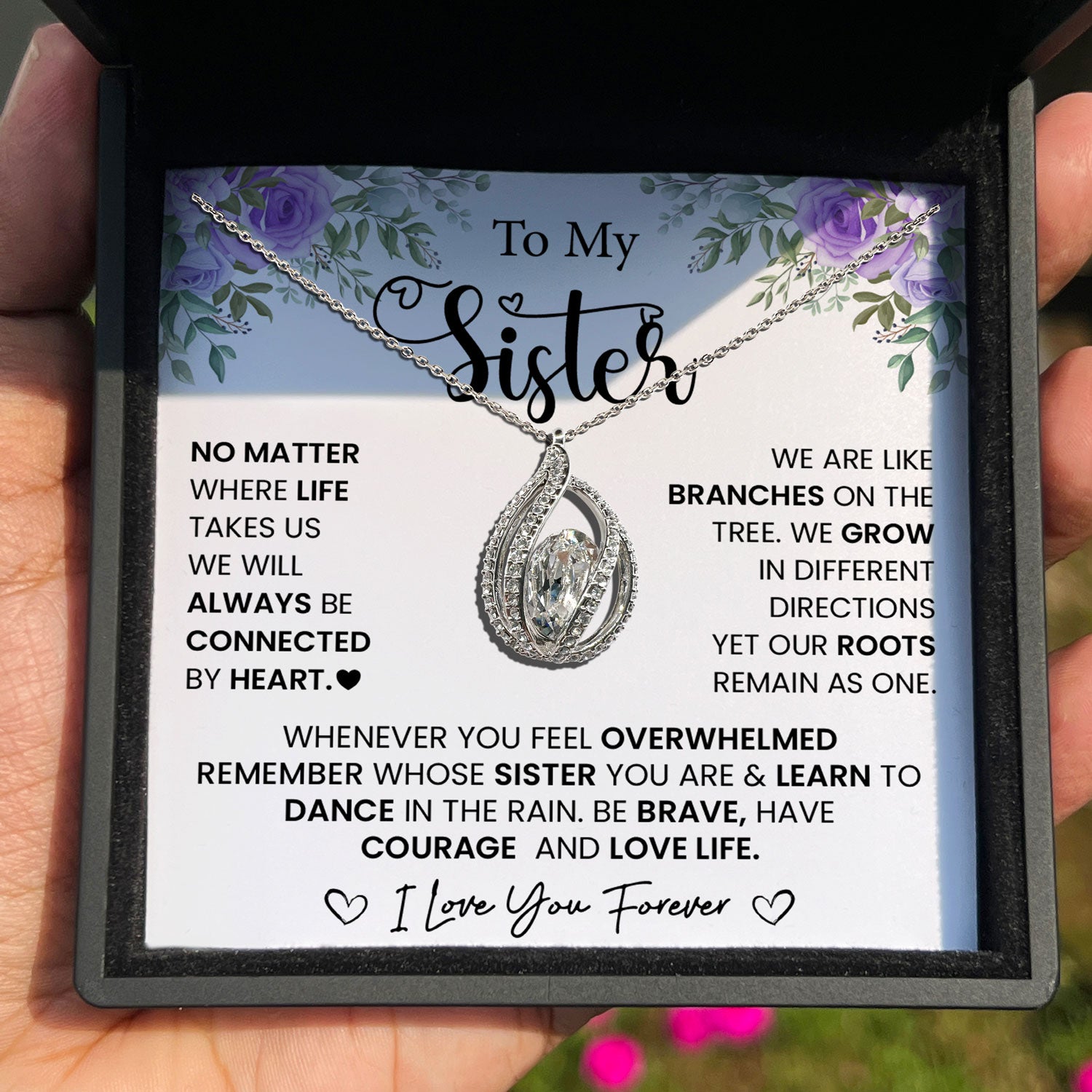 To My Sister - Our Roots Remain As One - Orbital Birdcage Necklace