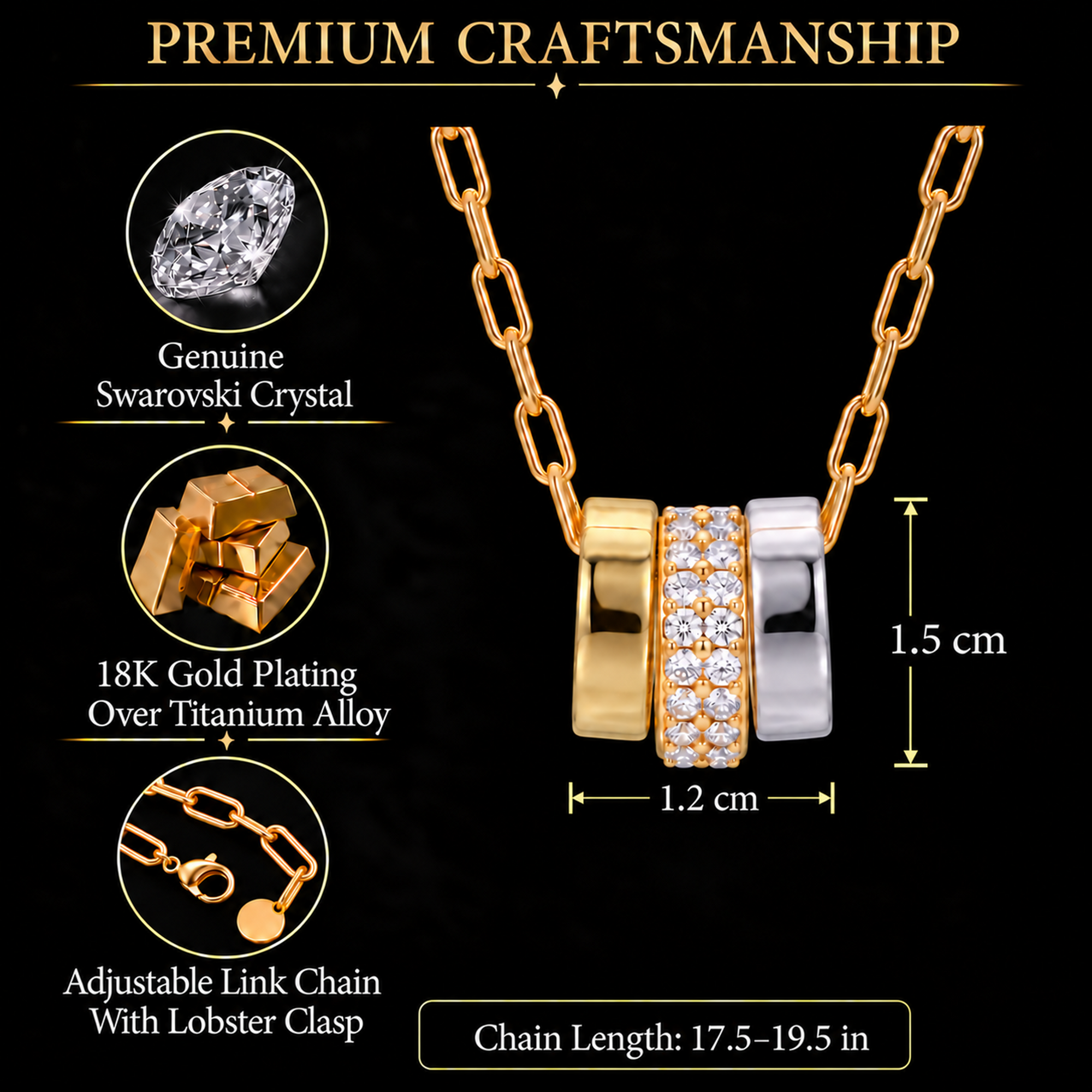 TRYNDI Trio Charm Necklace for women