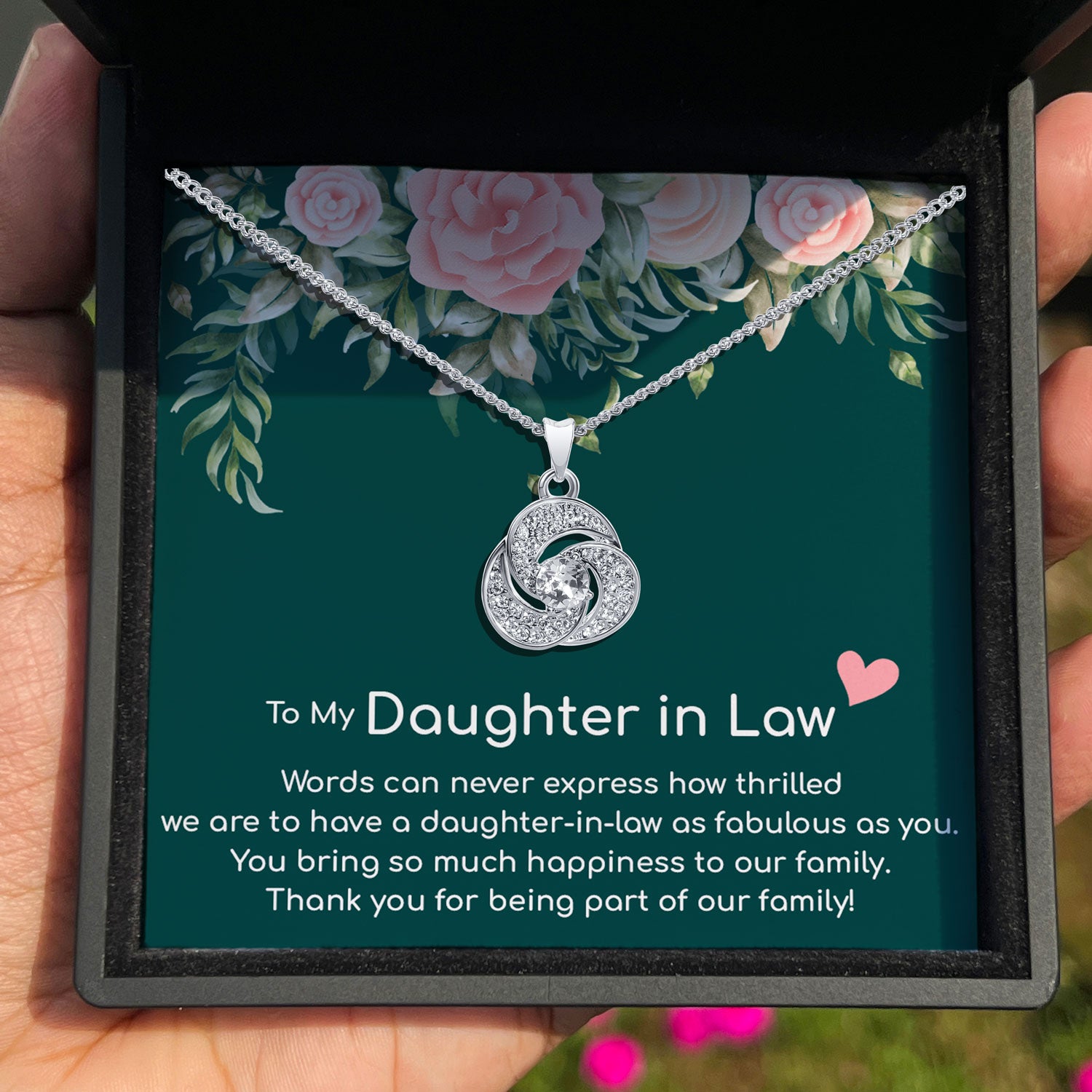 To My Daughter-in-Law - You Bring So Much Happiness To Our Family - Tryndi Love Knot Necklace