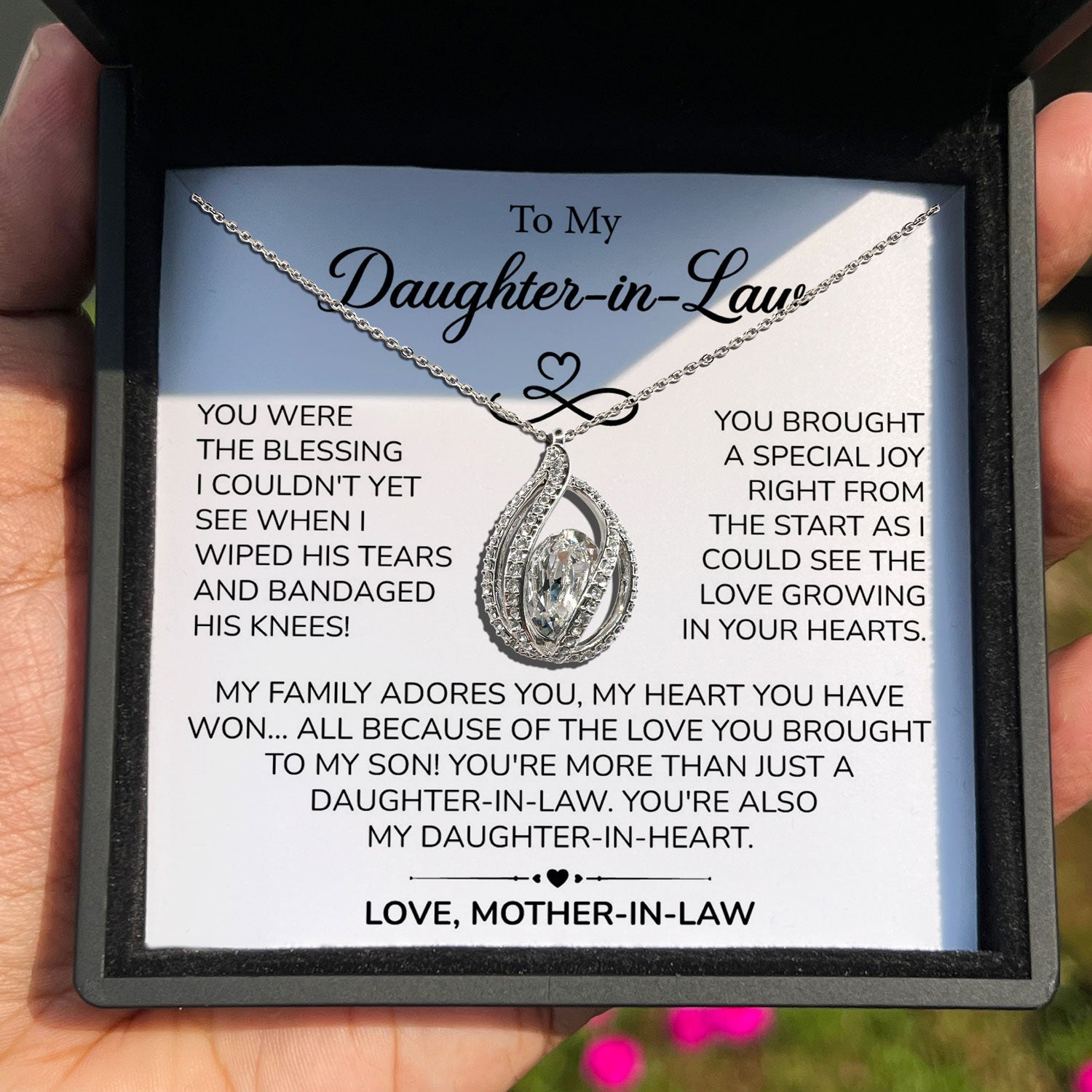 To My Daughter-in-Law - My Family Adores You - Orbital Birdcage Necklace