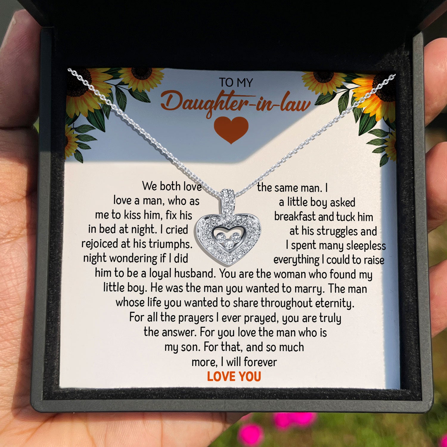 To My Daughter-in-Law - You Are Truly The Answer - Tryndi Floating Heart Necklace