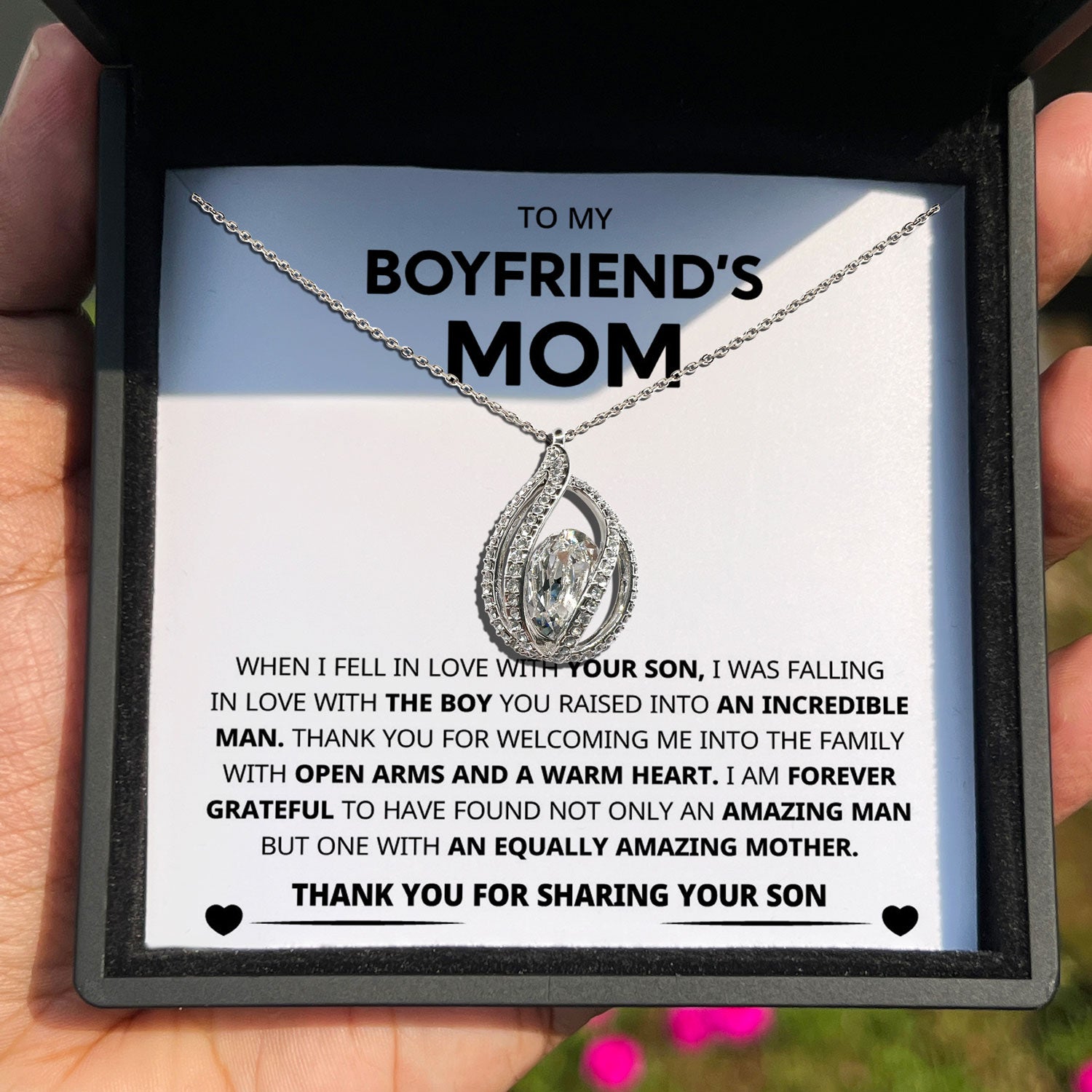 To My Boyfriend's Mom - The Family With Open Arms And a Warm Heart - Orbital Birdcage Necklace