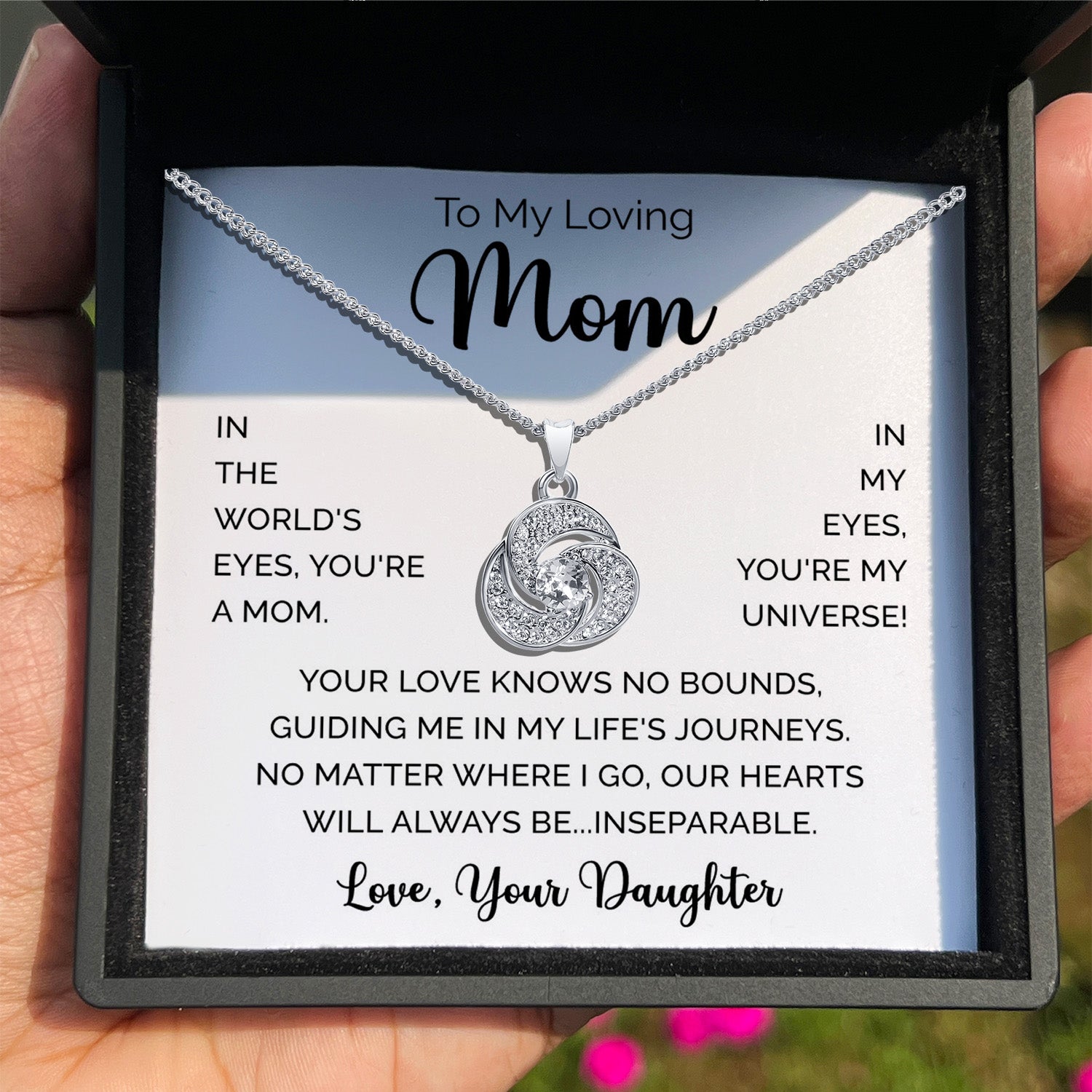 To My Loving Mom - You're My Universe! - Tryndi Love Knot Necklace