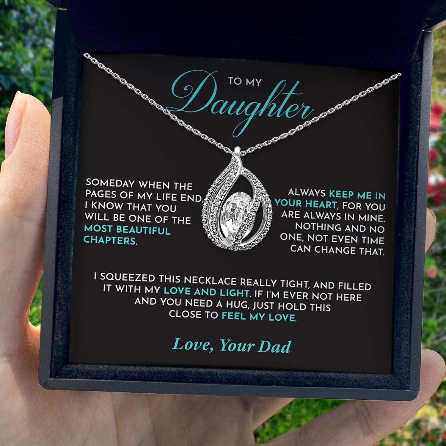 To My  Daughter - Always Keep Me in Your Heart - Orbital Birdcage Necklace - TRYNDI