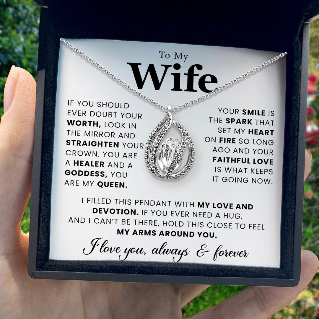 To My Beautiful Wife - I Love You, Always &  Forever - Orbital Birdcage Necklace - TRYNDI