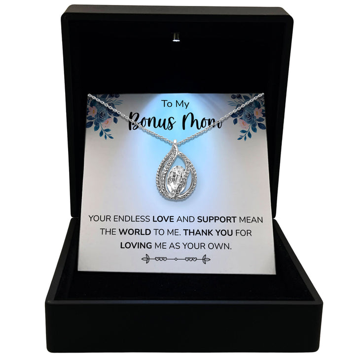 To My Bonus Mom - Your Endless Love And Support Mean The World To Me - Orbital Birdcage Necklace