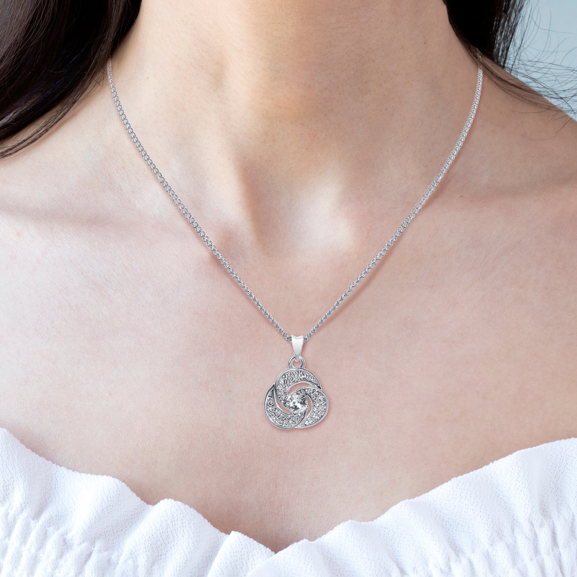 TRYNDI™ To My Beautiful Daughter Love Knot Necklace With Authentic Swarovski Crystals