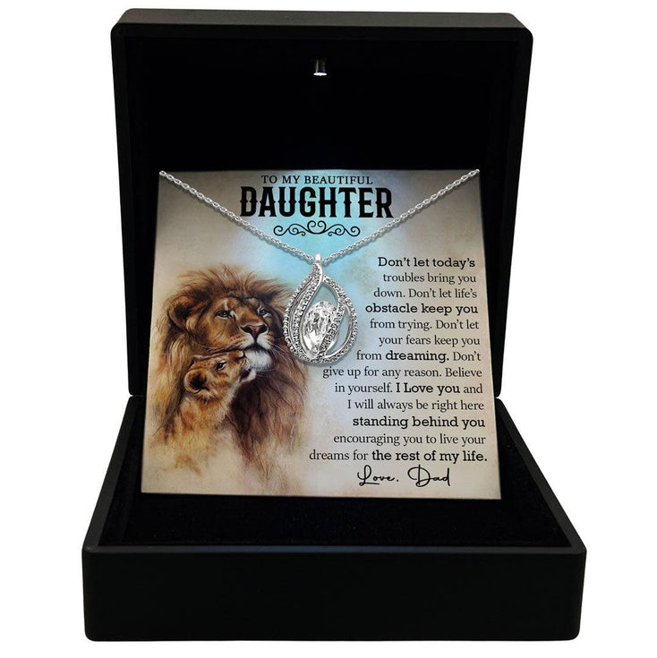 To My Beautiful Daughter - Don't Give Up For Any Reason - Orbital Birdcage Necklace - TRYNDI