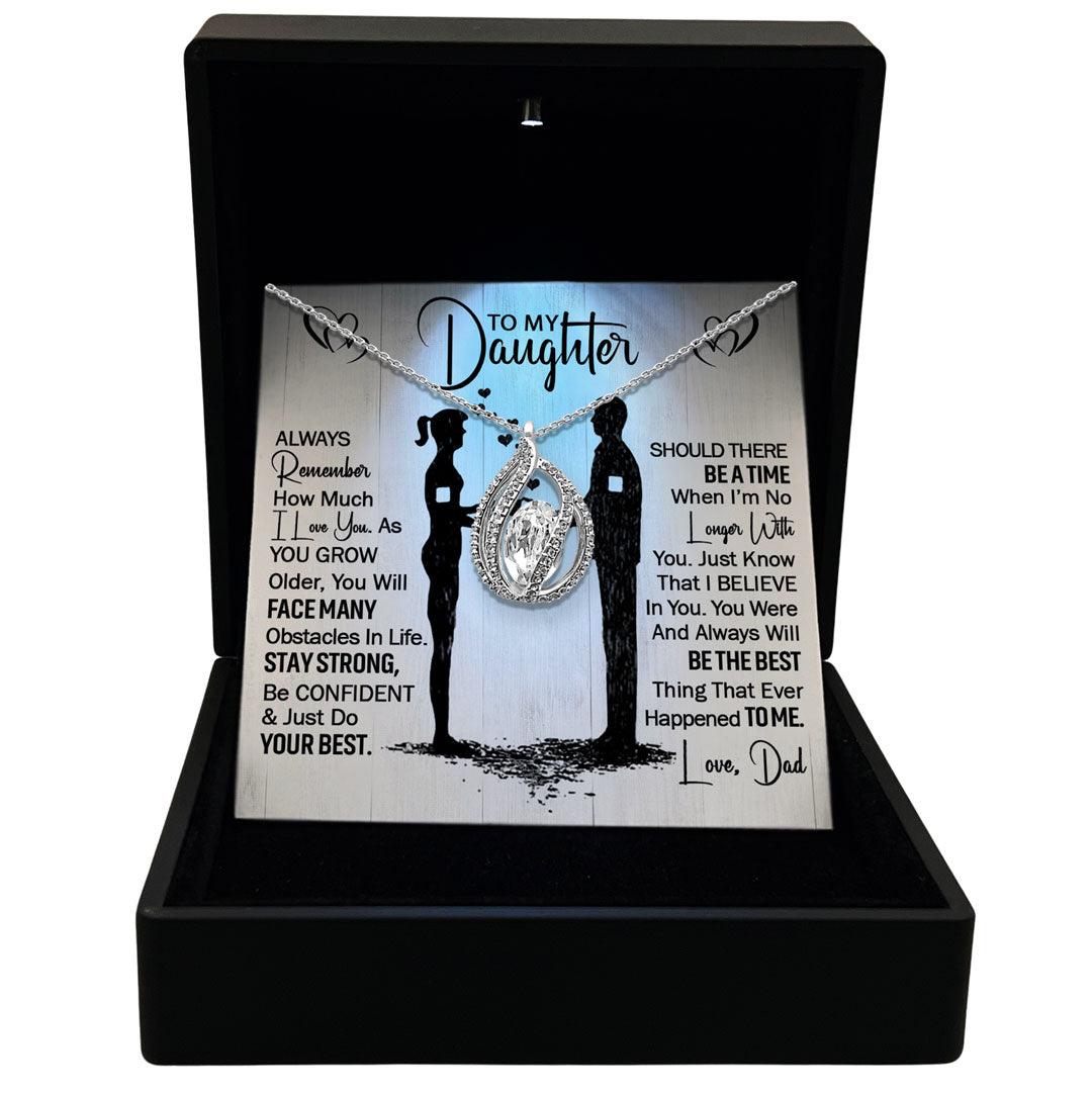To My  Daughter - Stay Strong, Be Confident & Just Do Your Best - Orbital Birdcage Necklace - TRYNDI