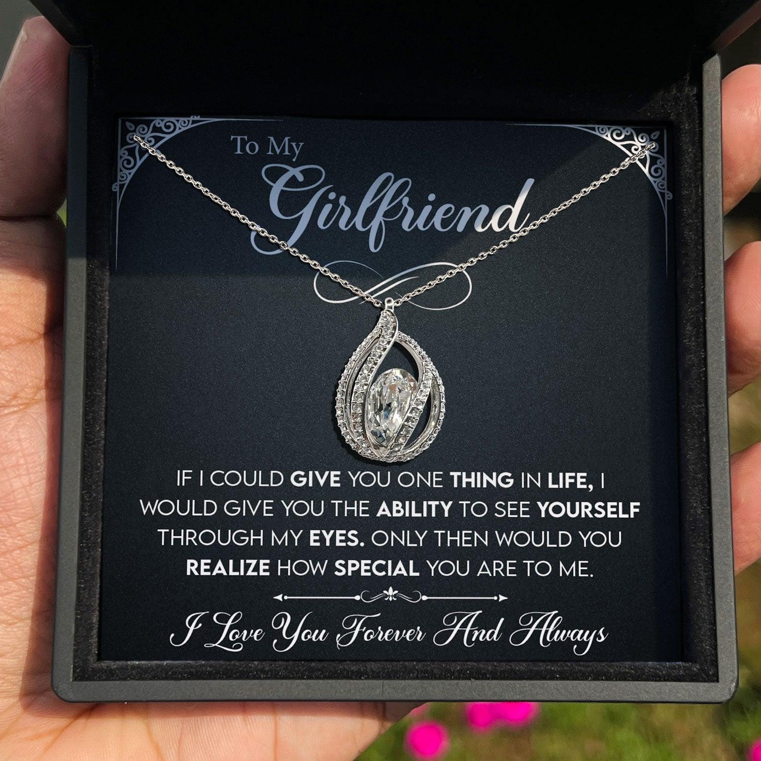 To My Girlfriend - I Love You Forever And Always - Orbital Birdcage Necklace - TRYNDI