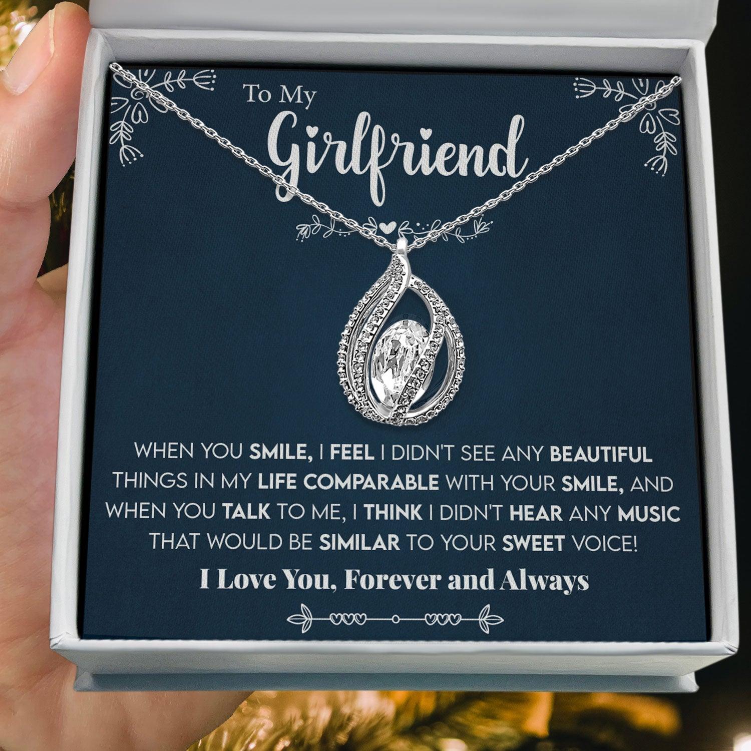To My Girlfriend - I Love You Forever and Always - Orbital Birdcage Necklace - TRYNDI