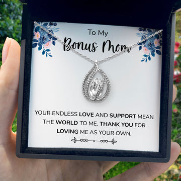 To My Bonus Mom - Your Endless Love And Support Mean The World To Me - Orbital Birdcage Necklace