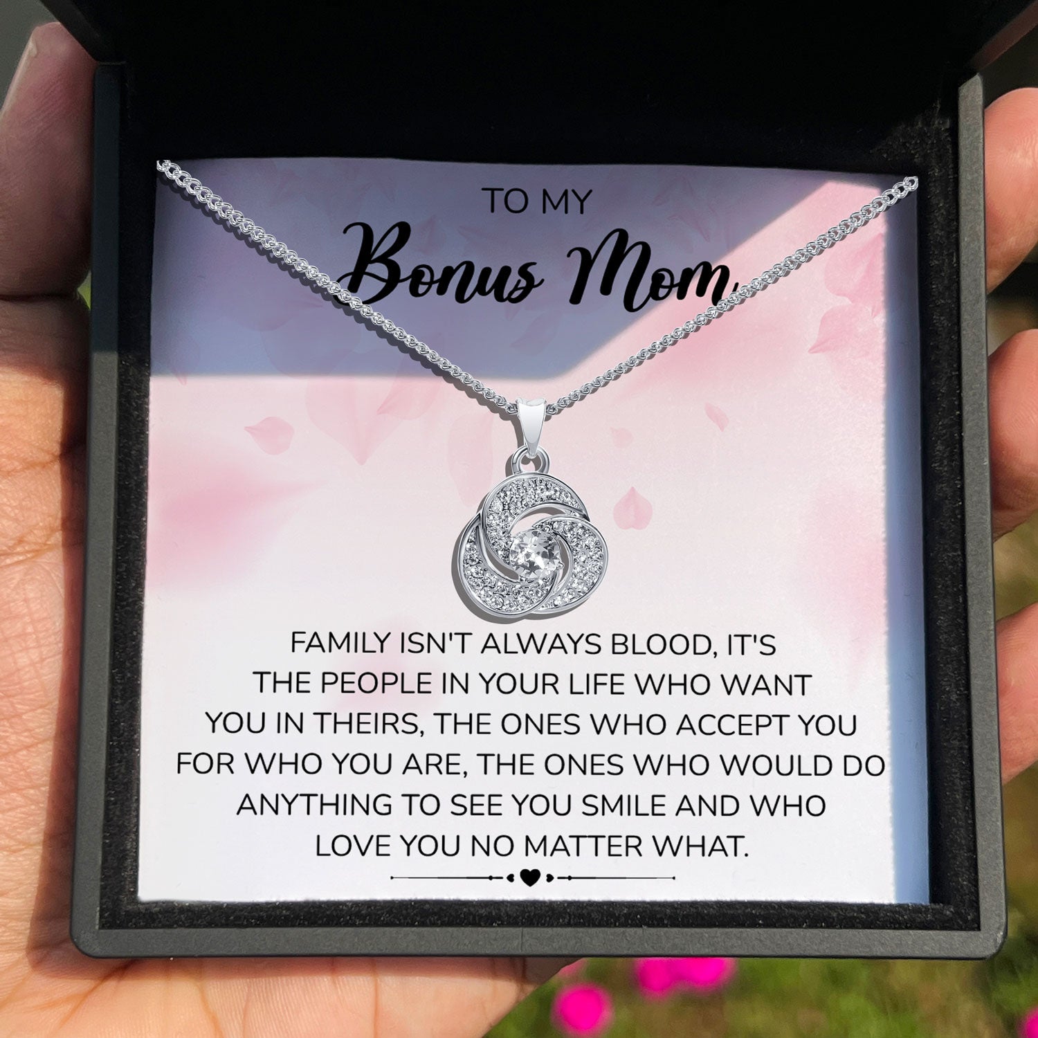 To My Bonus Mom - Love You No Matter What - Tryndi Love Knot Necklace