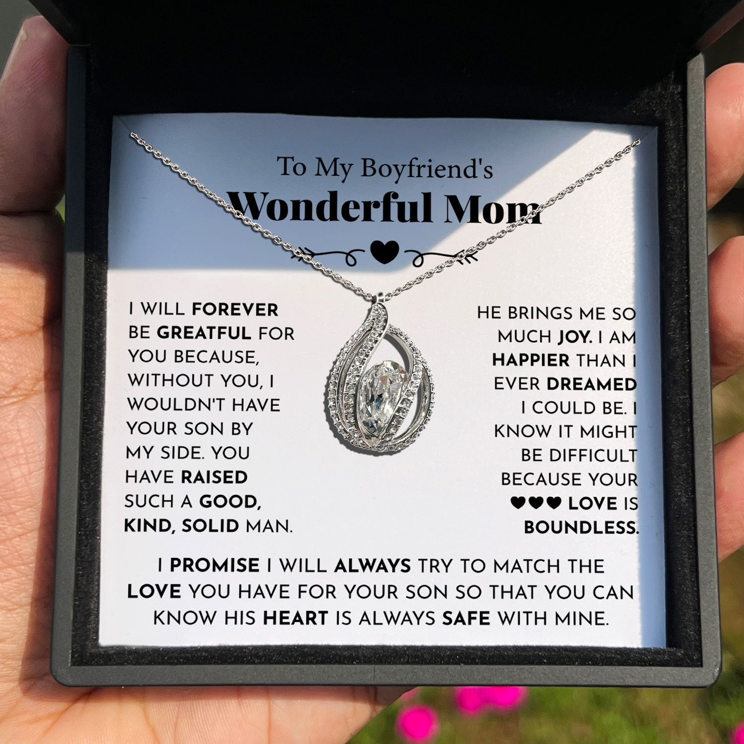 To My Boyfriend's Wonderful Mom - Your Love is Boundless - Orbital Birdcage Necklace