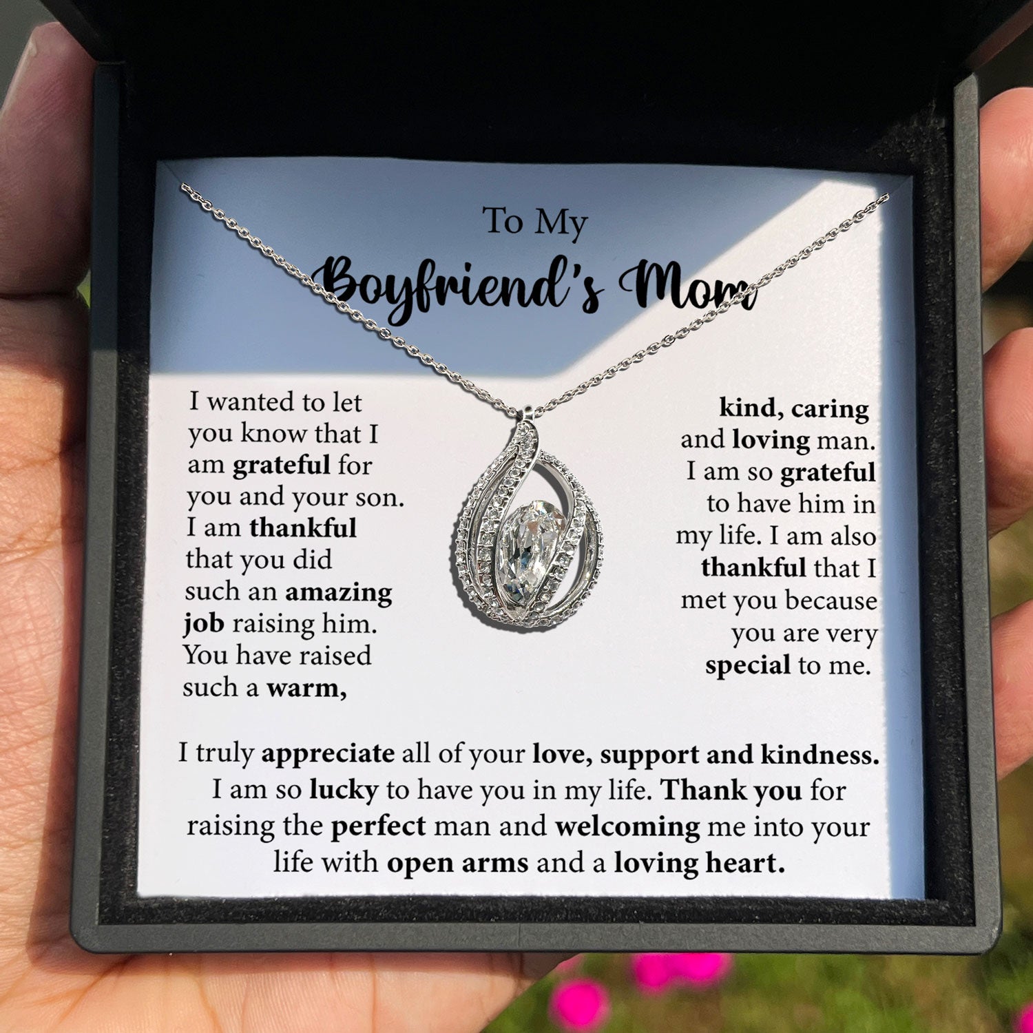 To My Boyfriend's Mom - I Truly Appreciate All of Your Love,Support And Kindness - Orbital Birdcage Necklace