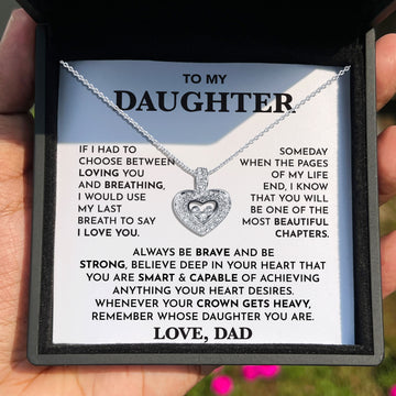 TRYNDI™ To My Beautiful Daughter Floating Heart Necklace With Authentic Swarovski Crystals