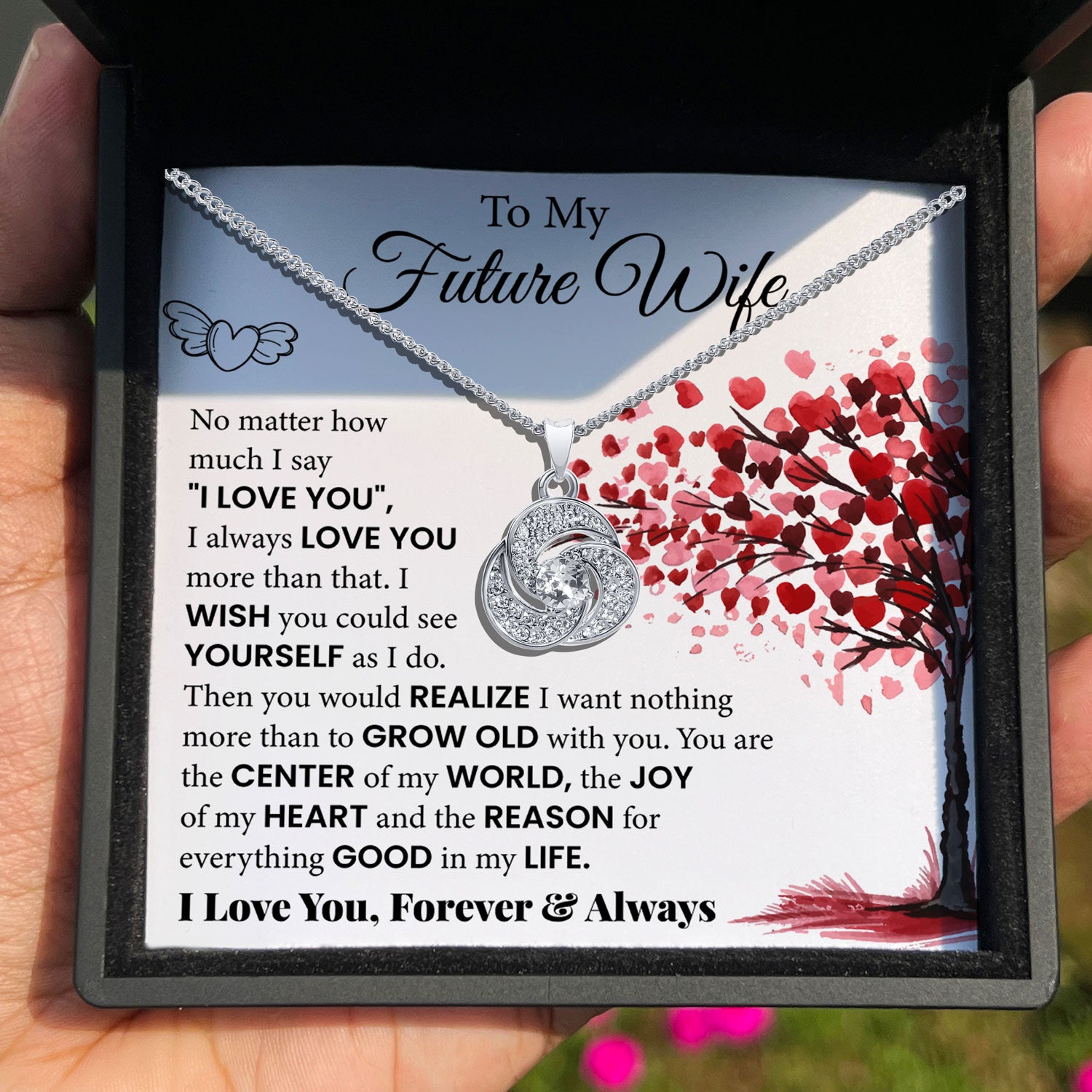 TRYNDI™  To My Future Wife Love Knot Necklace With Authentic Swarovski Crystals