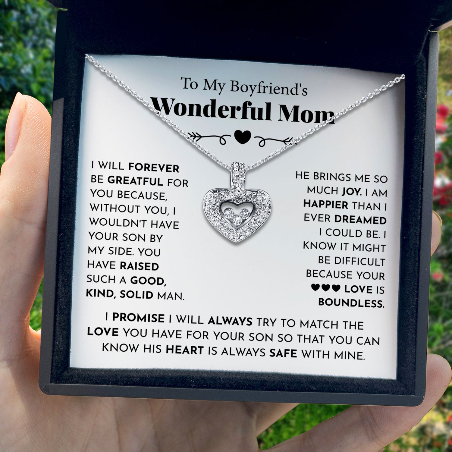 To My Boyfriend's Wonderful Mom - You Have Raised Such a Good, Kind, Solid Man - Tryndi Floating Heart Necklace