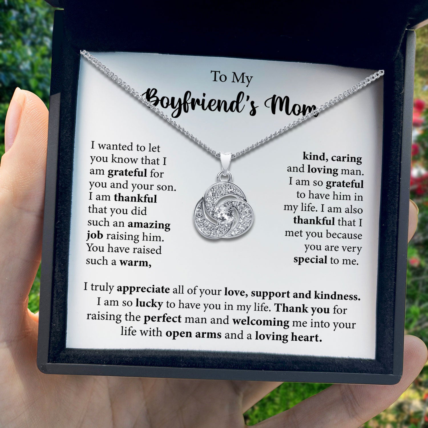 To My Boyfriend's Mom - I am Also Thankful That I Met You - Tryndi Love Knot Necklace