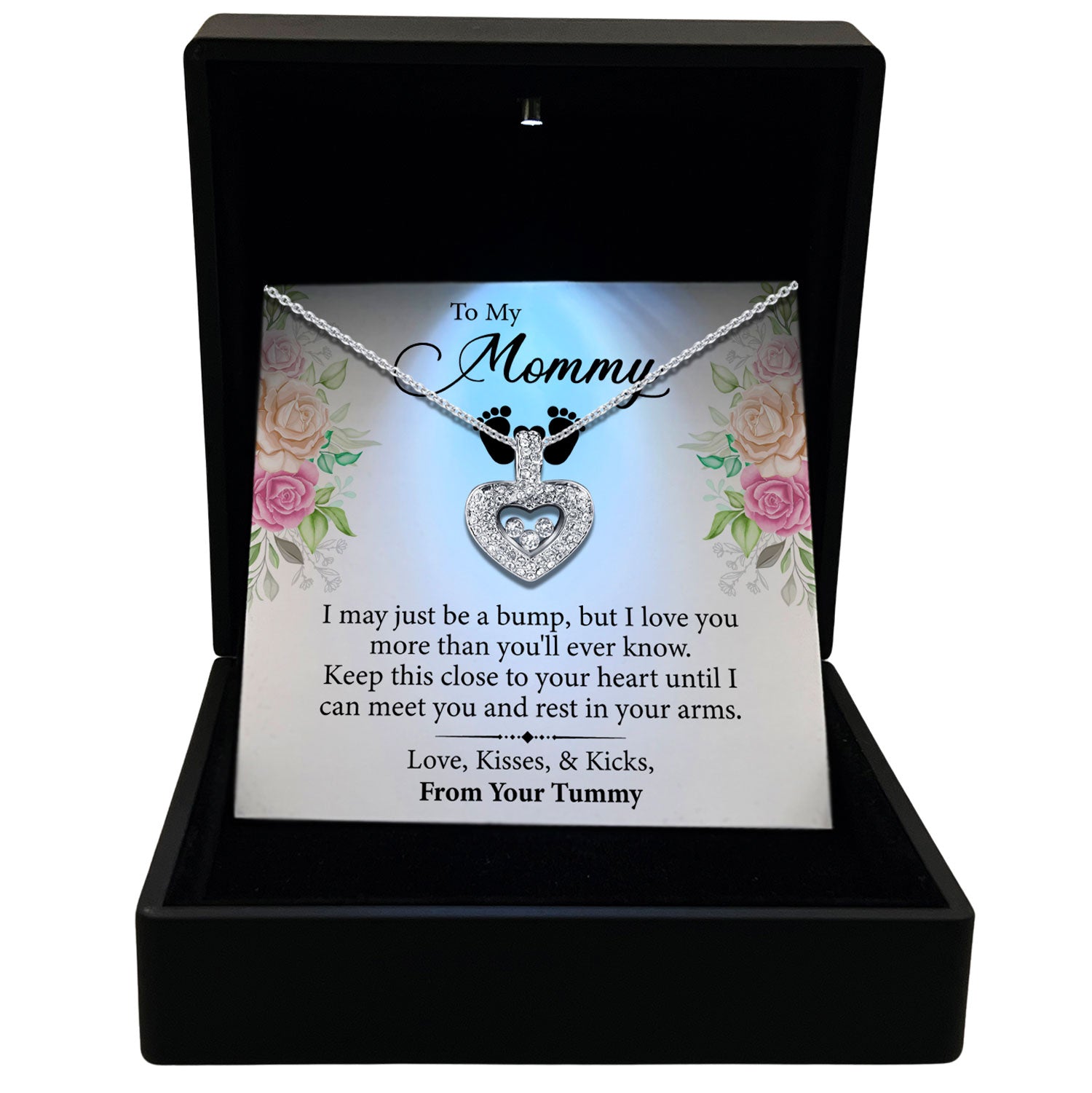 TRYNDI™ To My Mommy Floating Heart Necklace With Authentic Swarovski Crystals