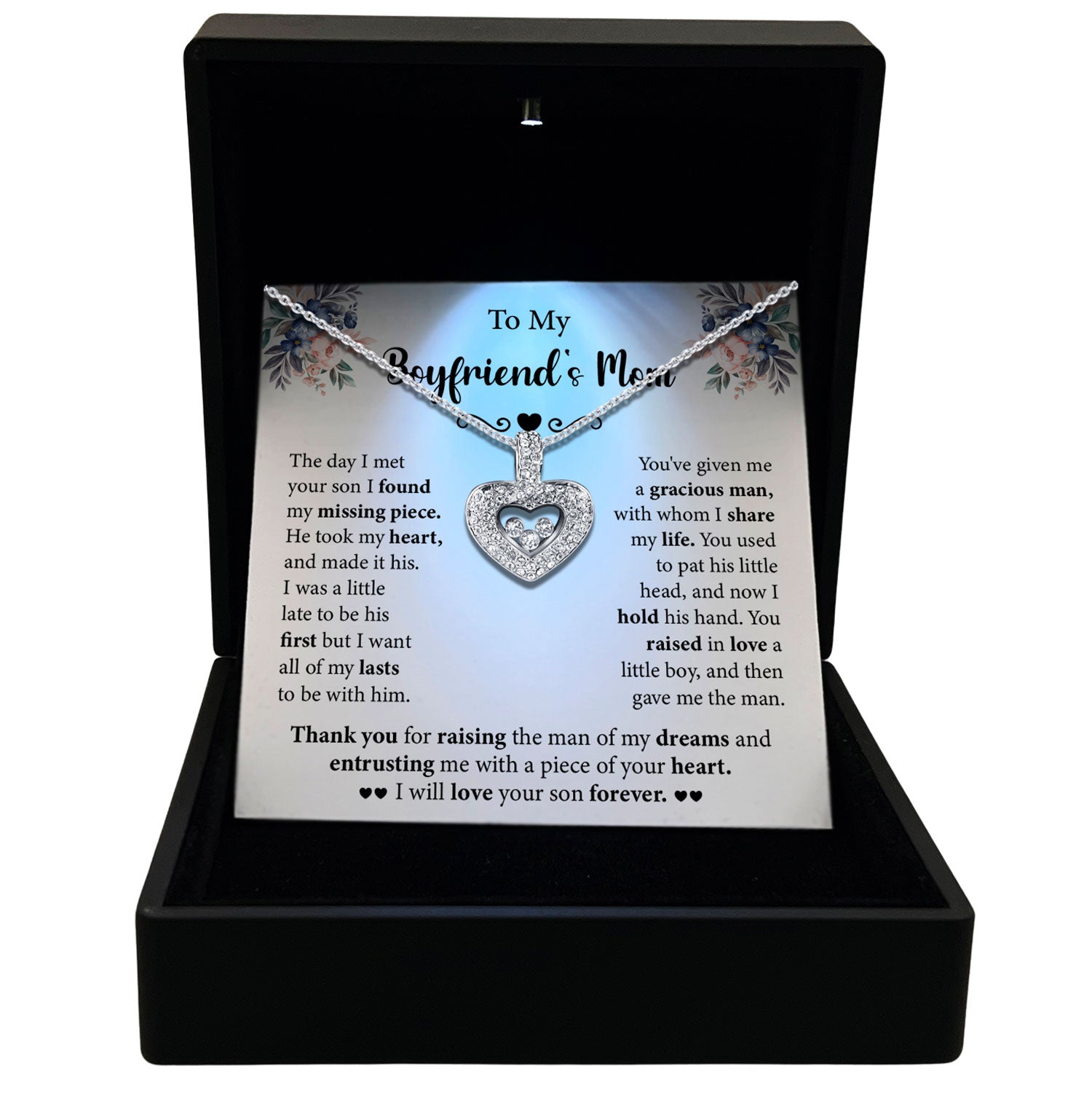 To My Boyfriend's Mom - You've Given Me a Gracious Man - Tryndi Floating Heart Necklace