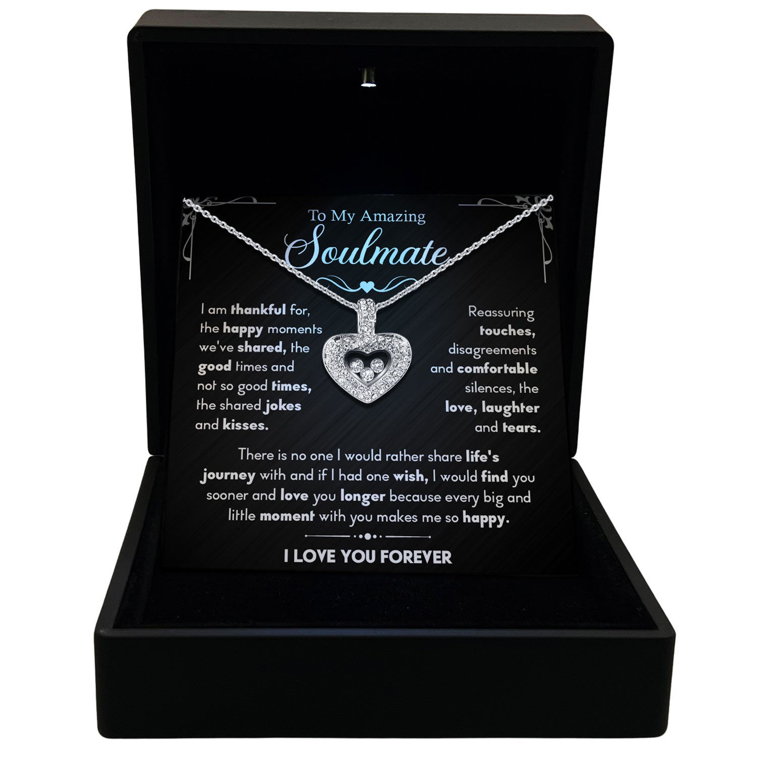 TRYNDI™ To My Amazing Soulmate Floating Heart Necklace With Authentic Swarovski Crystals