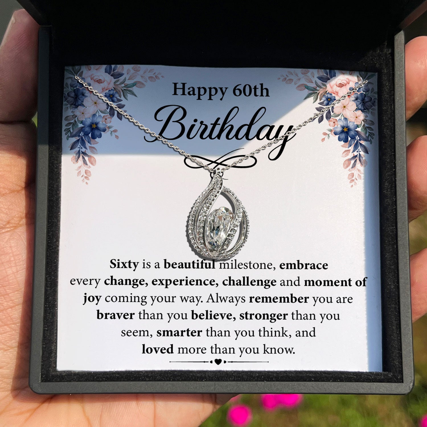 TRYNDI™  60th Birthday Gifts for Her Birdcage Necklace With Authentic Swarovski Crystals
