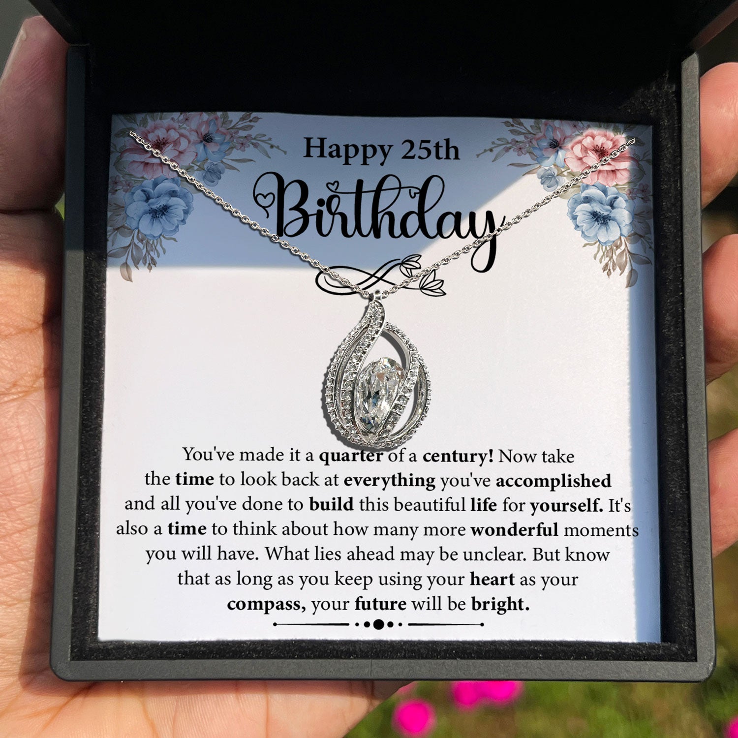 TRYNDI™  25th Birthday Gifts for Her Birdcage Necklace With Authentic Swarovski Crystals
