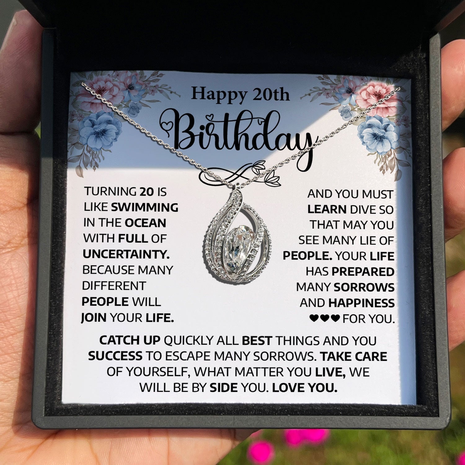 TRYNDI™  20th Birthday Gifts for Her Birdcage Necklace With Authentic Swarovski Crystals