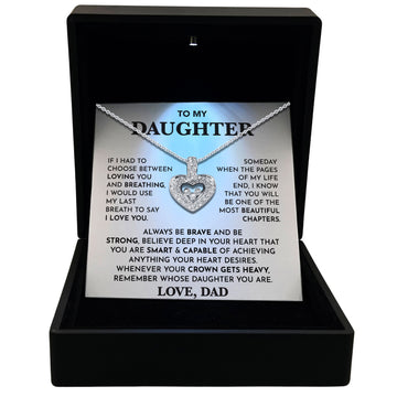 TRYNDI™ To My Beautiful Daughter Floating Heart Necklace With Authentic Swarovski Crystals