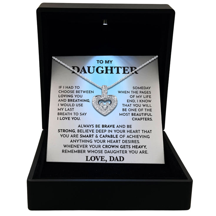 TRYNDI™ To My Beautiful Daughter Floating Heart Necklace With Authentic Swarovski Crystals