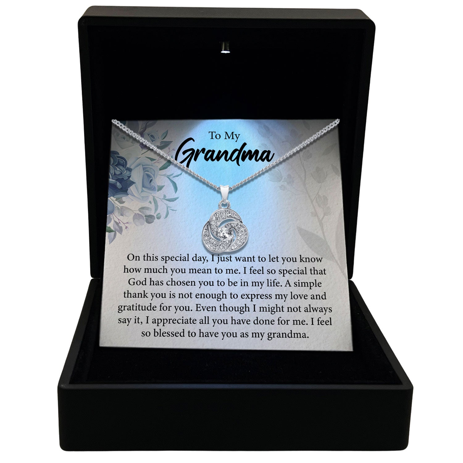 TRYNDI™  To My Grandma Love Knot Necklace With Authentic Swarovski Crystals