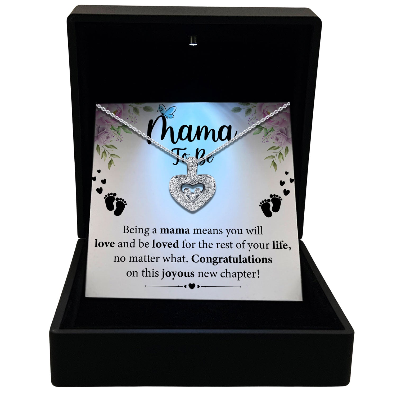 To My Mama To Be - Be Loved For The Rest of Your Life - Tryndi Floating Heart Necklace
