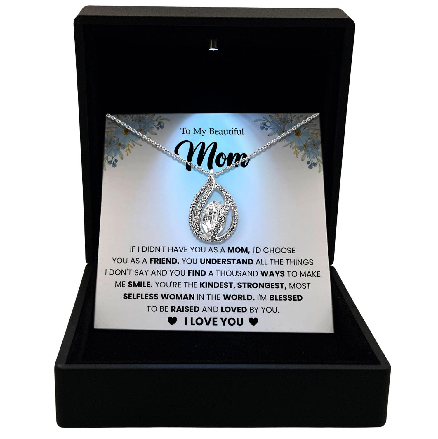 To My Beautiful Mom - I'm Blessed To Be Raised And Loved By You - Orbital Birdcage Necklace - TRYNDI