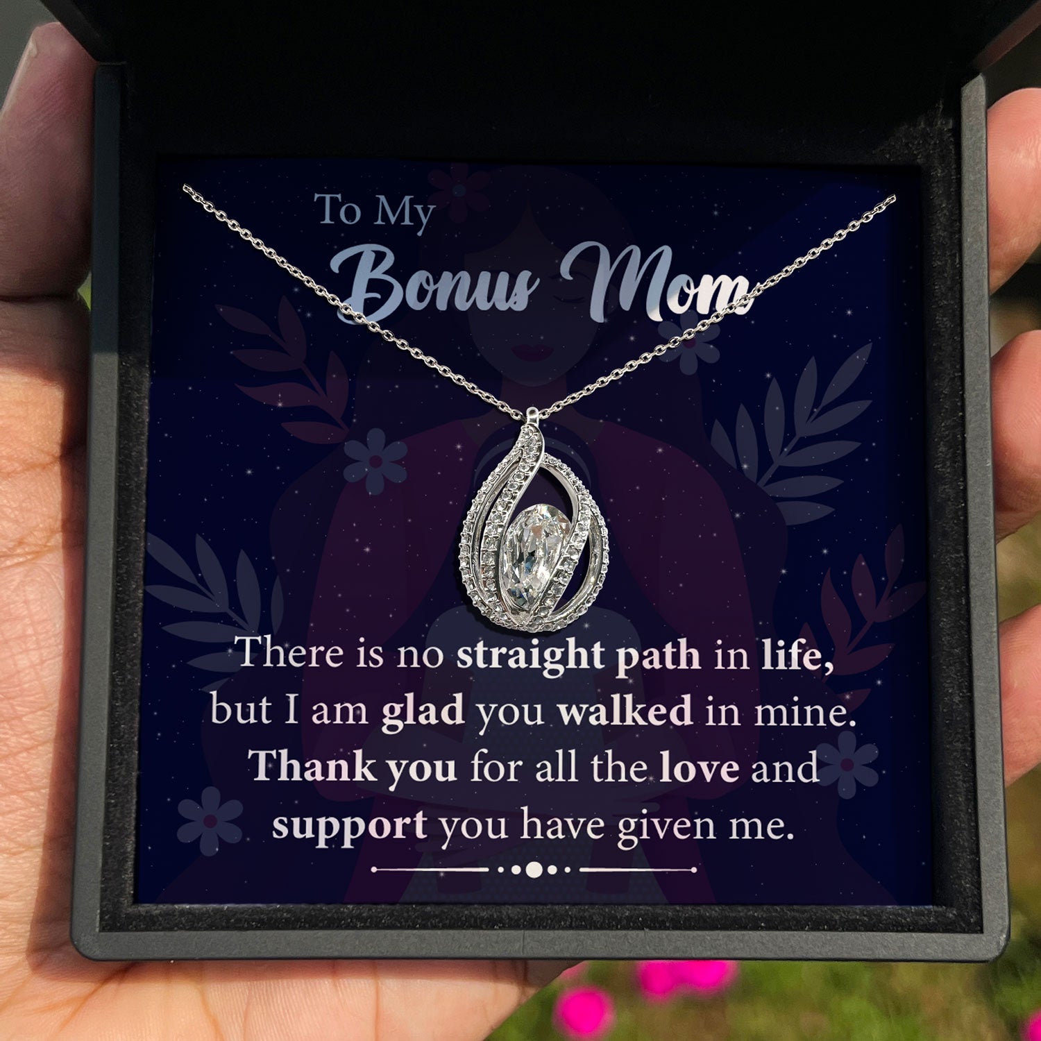 To My Bonus Mom - There Is No Straight Path in Life But I'm Glad You Walked in Mine - Orbital Birdcage Necklace