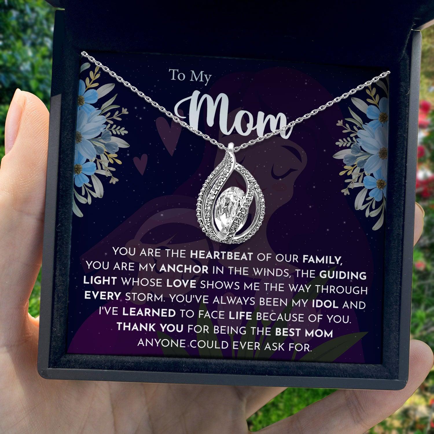 To My Mom - You Are The Heartbeat Of Our Family - Orbital Birdcage Necklace - TRYNDI