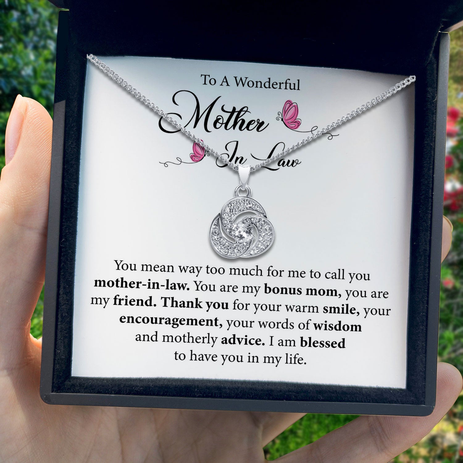 To My Wonderful Mother in Law - You Are My Bonus Mom - Tryndi Love Knot Necklace