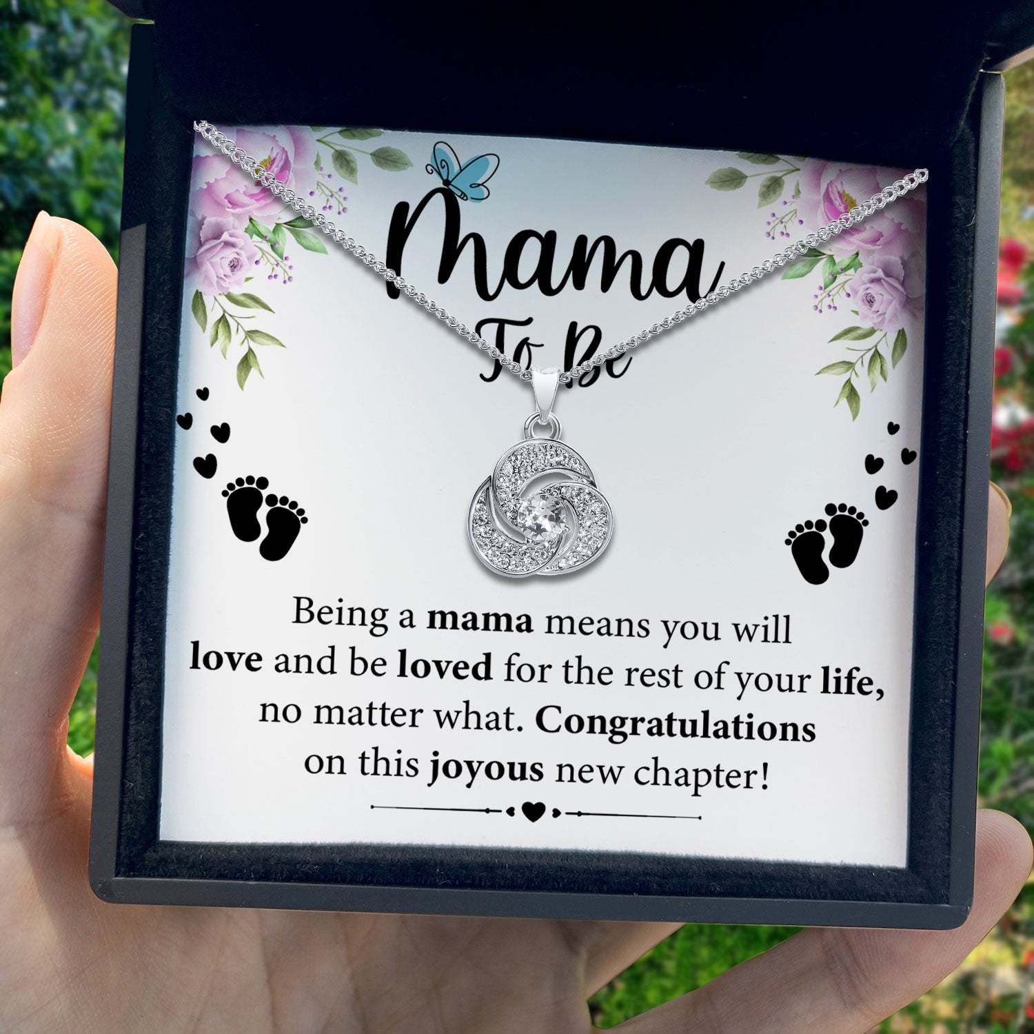 To My To Be Mama - Congratulations On This Joyous New Chapter - Tryndi Love Knot Necklace