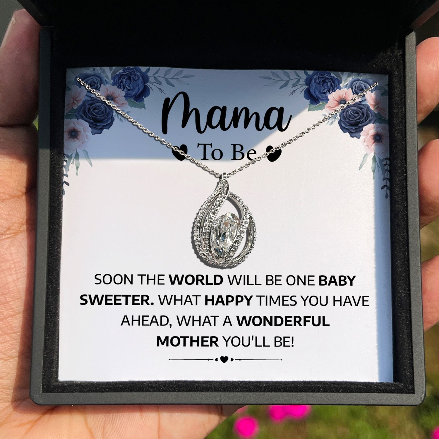 To Mama To Be - Soon The World Will Be One Baby Sweeter - Orbital Birdcage Necklace