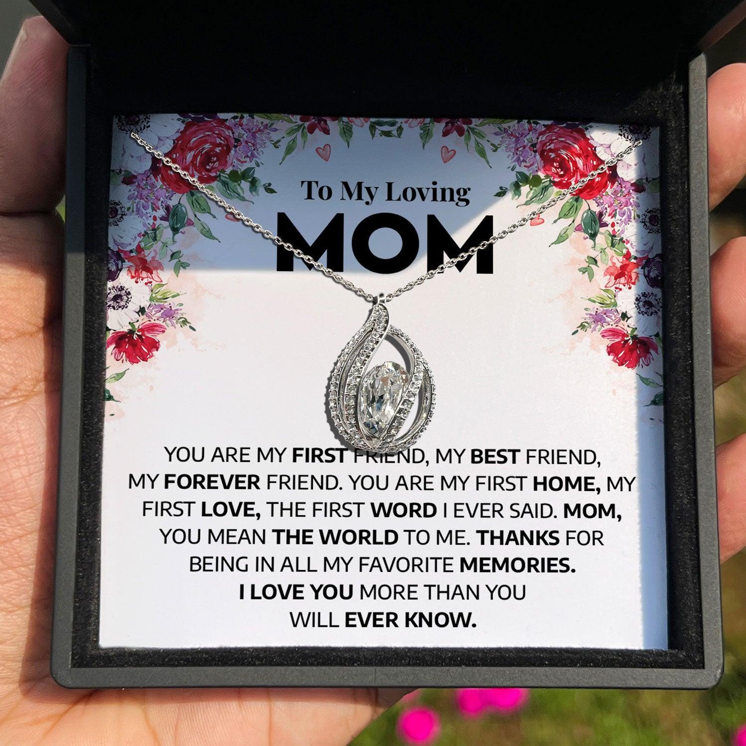 To My Loving Mom - You Are My First Friend, My Best Friend, My Forever Friend - Orbital Birdcage Necklace - TRYNDI