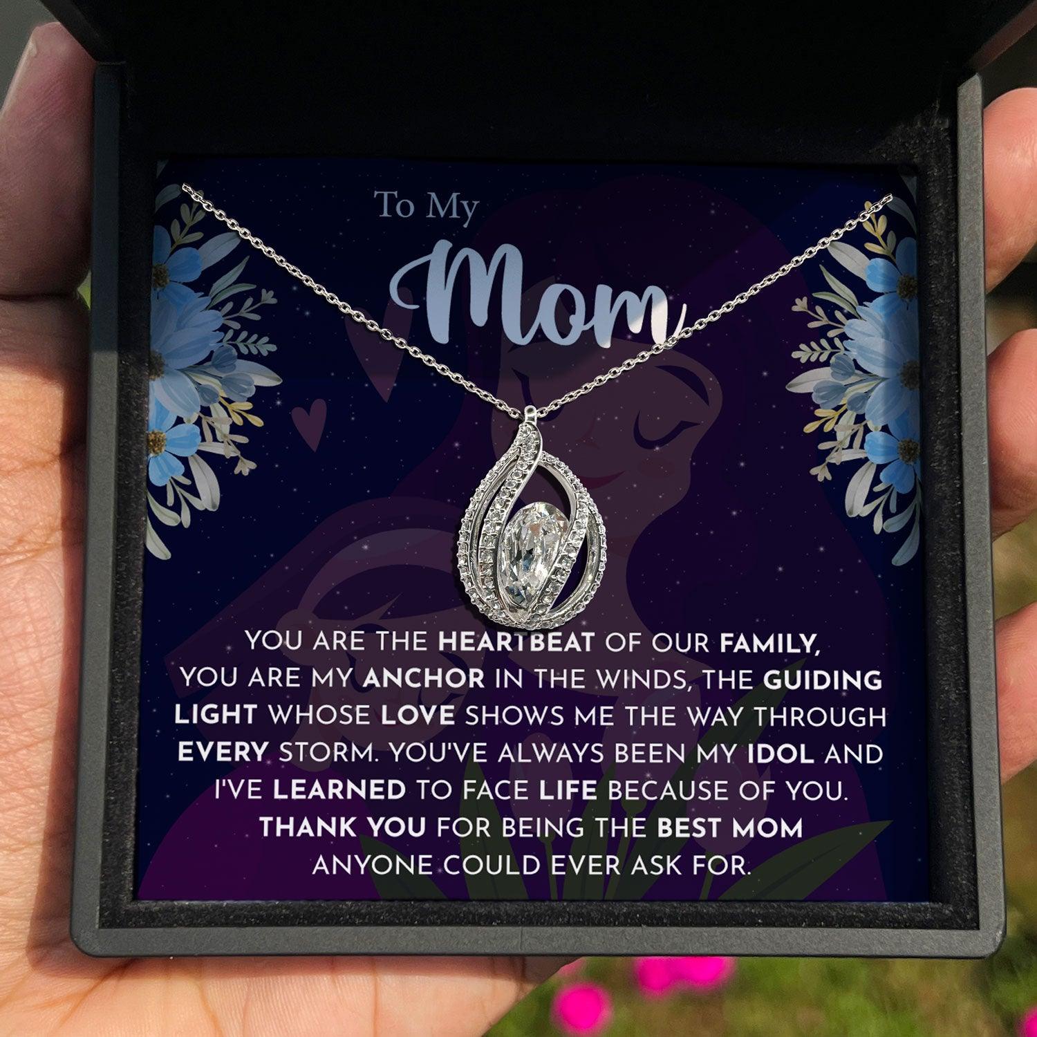 To My Mom - You Are The Heartbeat Of Our Family - Orbital Birdcage Necklace - TRYNDI