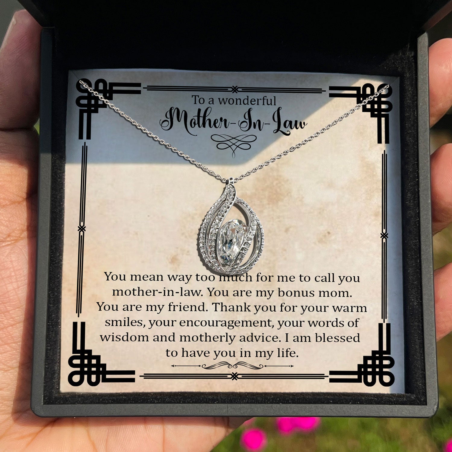To My Wonderful Mother-in-Law - You are My Bonus Mom - Orbital Birdcage Necklace