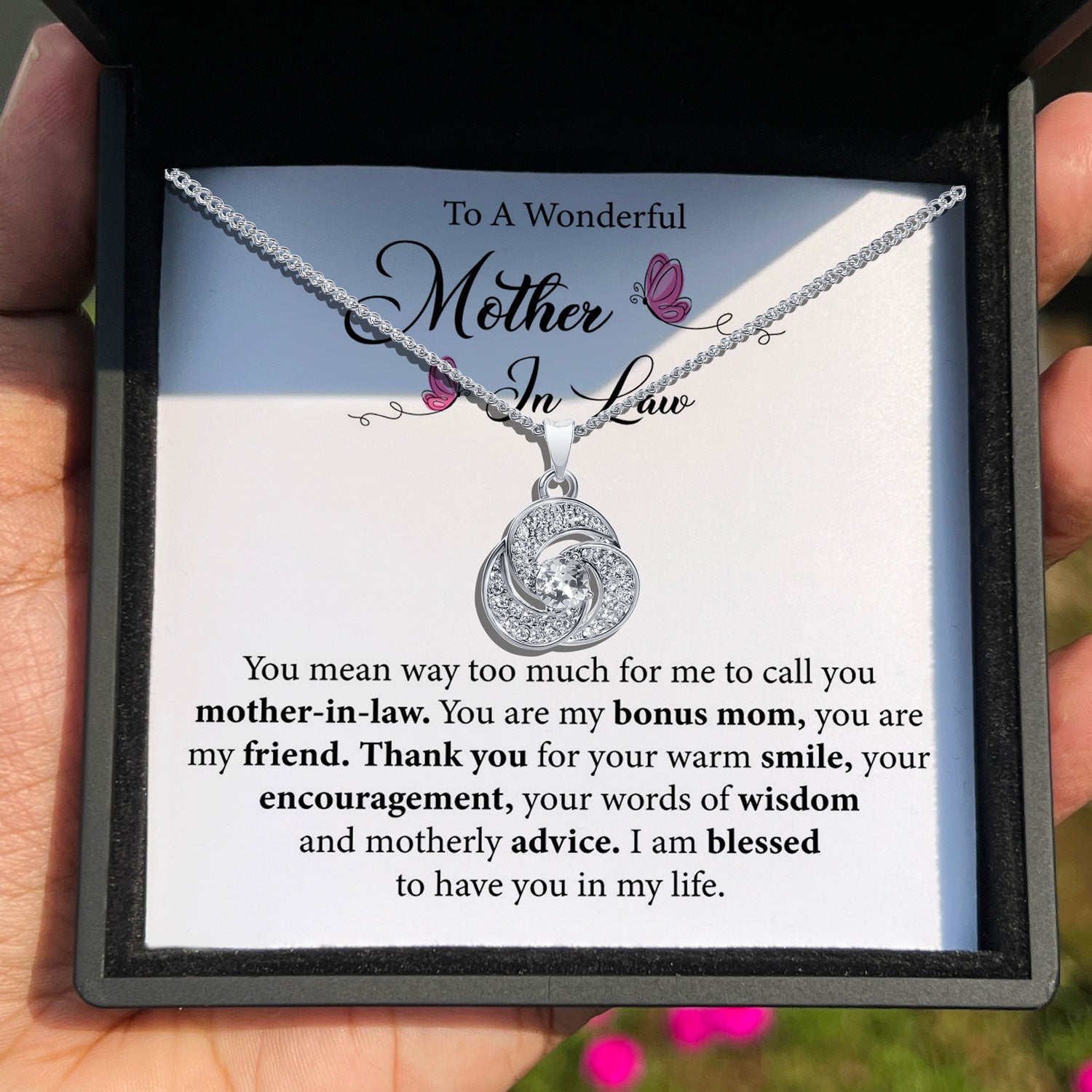 To My Wonderful Mother in Law - You Are My Bonus Mom - Tryndi Love Knot Necklace