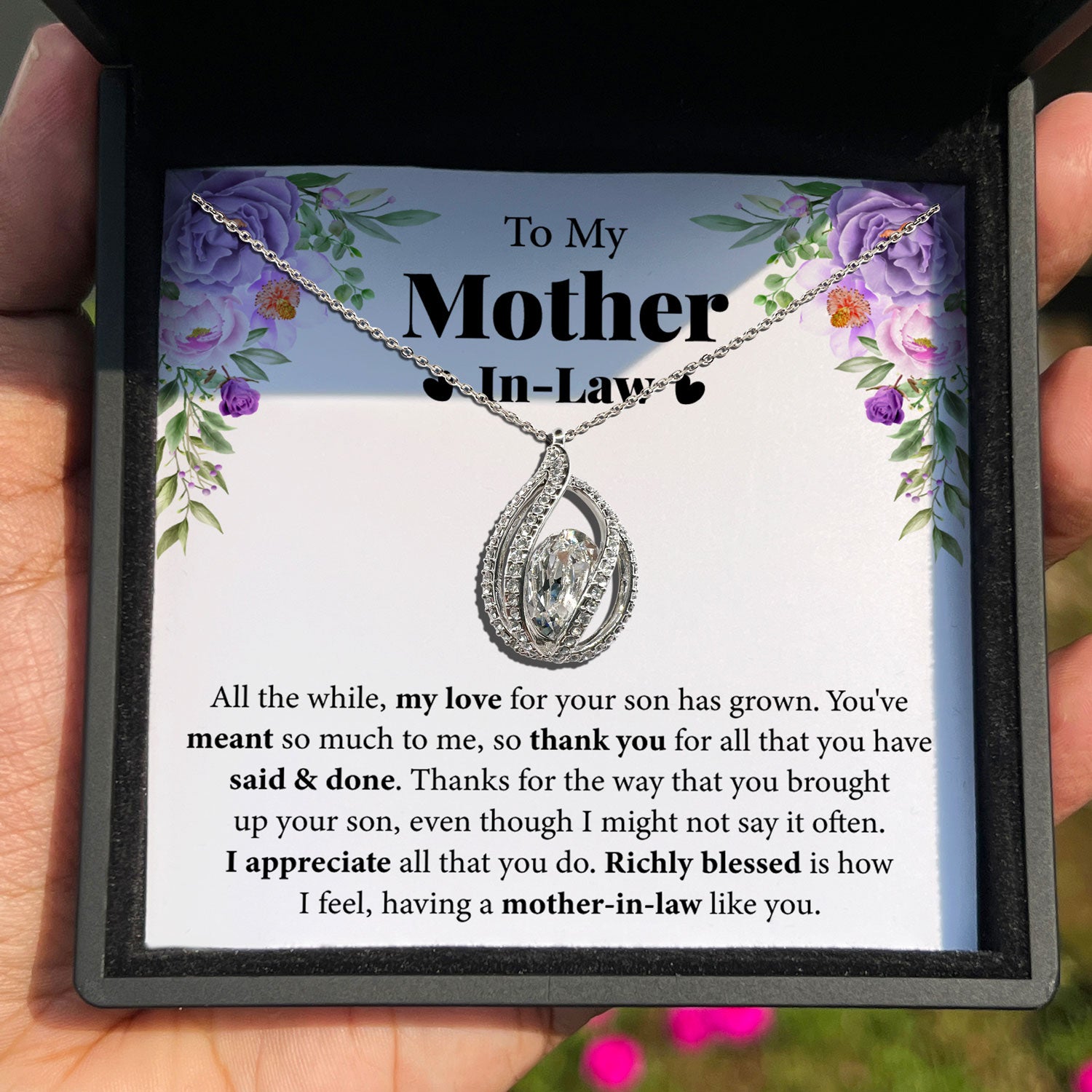 To My Mother-in-law - I Appreciate All That You Do - Orbital Birdcage Necklace