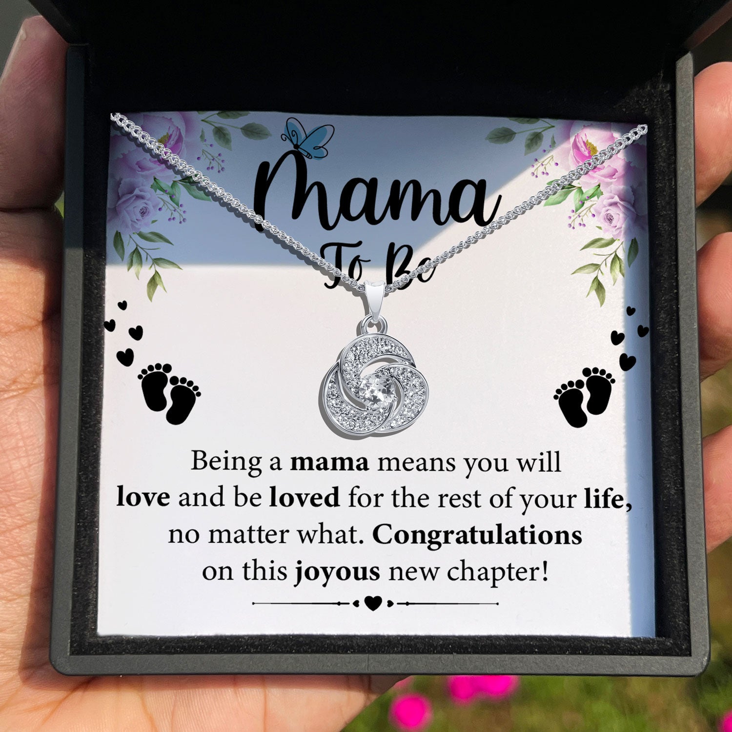 To My To Be Mama - Congratulations On This Joyous New Chapter - Tryndi Love Knot Necklace