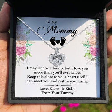 TRYNDI™ To My Mommy Floating Heart Necklace With Authentic Swarovski Crystals