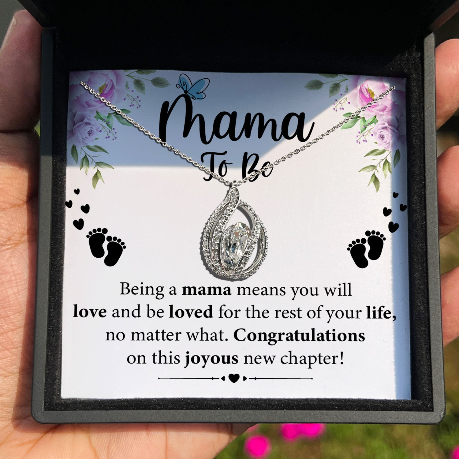 To Mama To Be - Being a Mama Means You Will Love And Be Loved For The Rest of Your Life, No Matter What - Orbital Birdcage Necklace